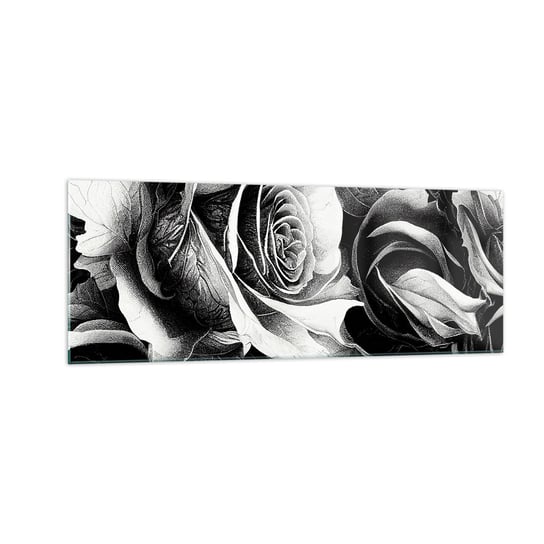 Obraz na szkle - Zawsze królowa - 140x50cm - Kwiaty Róże Czarno-Biały - Nowoczesny szklany obraz do salonu do sypialni ARTTOR ARTTOR
