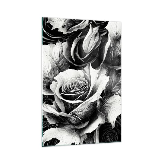 Obraz na szkle - Zawsze królowa - 70x100cm - Kwiaty Róże Czarno-Biały - Nowoczesny foto szklany obraz do salonu do sypialni ARTTOR ARTTOR