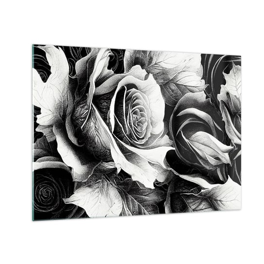 Obraz na szkle - Zawsze królowa - 70x50cm - Kwiaty Róże Czarno-Biały - Nowoczesny szklany obraz do salonu do sypialni ARTTOR ARTTOR