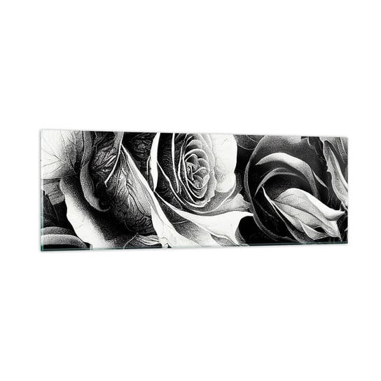 Obraz na szkle - Zawsze królowa - 90x30cm - Kwiaty Róże Czarno-Biały - Nowoczesny szklany obraz do salonu do sypialni ARTTOR ARTTOR