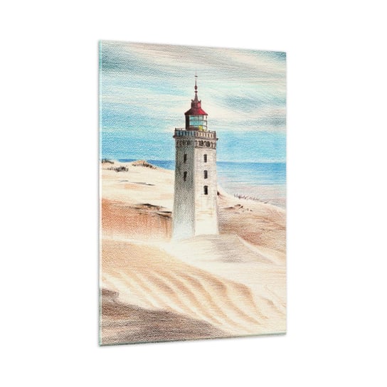 Obraz na szkle - Zawsze wpatrzona w morze - 80x120cm - Latarnia Morska Plaża Morze - Nowoczesny szklany obraz na ścianę do salonu do sypialni ARTTOR ARTTOR