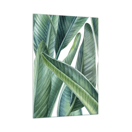 Obraz na szkle - Zieleń sama w sobie - 50x70cm - Zielone Liście Roślina Tropikalna Natura - Nowoczesny szklany obraz do salonu do sypialni ARTTOR ARTTOR