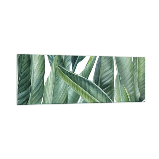 Obraz na szkle - Zieleń sama w sobie - 90x30cm - Zielone Liście Roślina Tropikalna Natura - Nowoczesny szklany obraz do salonu do sypialni ARTTOR ARTTOR