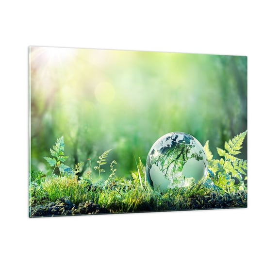 Obraz na szkle - Zielona planeta - 120x80cm - Abstrakcja Paproć Natura - Nowoczesny szklany obraz na ścianę do salonu do sypialni ARTTOR ARTTOR