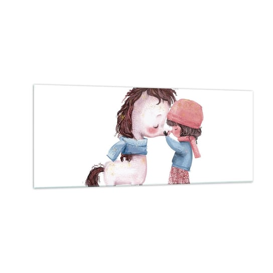 Obraz na szkle - Zimowa opowieść - 100x40cm - Dla Dzieci Jednorożec Dziewczynka - Nowoczesny foto szklany obraz do salonu do sypialni ARTTOR ARTTOR