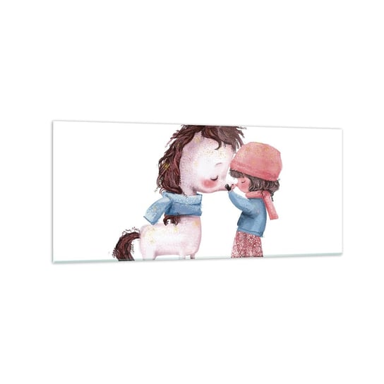 Obraz na szkle - Zimowa opowieść - 120x50cm - Dla Dzieci Jednorożec Dziewczynka - Nowoczesny szklany obraz na ścianę do salonu do sypialni ARTTOR ARTTOR