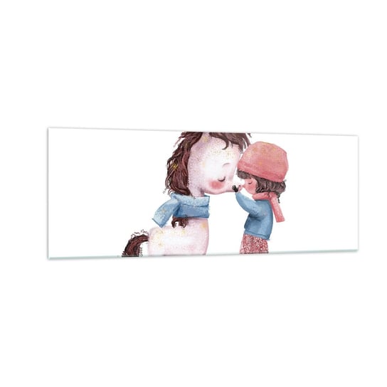 Obraz na szkle - Zimowa opowieść - 140x50cm - Dla Dzieci Jednorożec Dziewczynka - Nowoczesny szklany obraz do salonu do sypialni ARTTOR ARTTOR