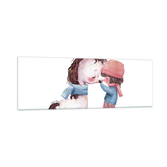 Obraz na szkle - Zimowa opowieść - 90x30cm - Dla Dzieci Jednorożec Dziewczynka - Nowoczesny szklany obraz do salonu do sypialni ARTTOR ARTTOR