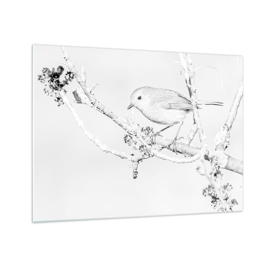 Obraz na szkle - Zimowy poranek - 70x50cm - Jasny Ptak Natura - Nowoczesny szklany obraz do salonu do sypialni ARTTOR ARTTOR
