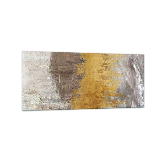 Obraz na szkle - Złocisty podmuch - 120x50cm - Abstrakcja Sztuka Art Deco - Nowoczesny szklany obraz na ścianę do salonu do sypialni ARTTOR ARTTOR