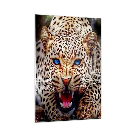 Obraz na szkle - Złość piękności nie szkodzi - 80x120cm - Zwierzęta Lampart Dziki Kot - Nowoczesny szklany obraz na ścianę do salonu do sypialni ARTTOR ARTTOR