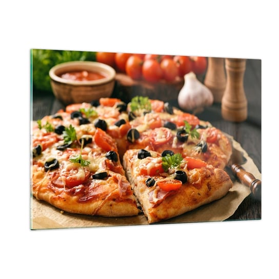 Obraz na szkle - Znów ci się upiekło - 120x80cm - Gastronomia Pizza Pomidor - Nowoczesny szklany obraz na ścianę do salonu do sypialni ARTTOR ARTTOR