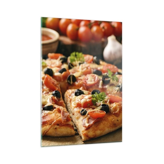 Obraz na szkle - Znów ci się upiekło - 50x70cm - Gastronomia Pizza Pomidor - Nowoczesny szklany obraz do salonu do sypialni ARTTOR ARTTOR