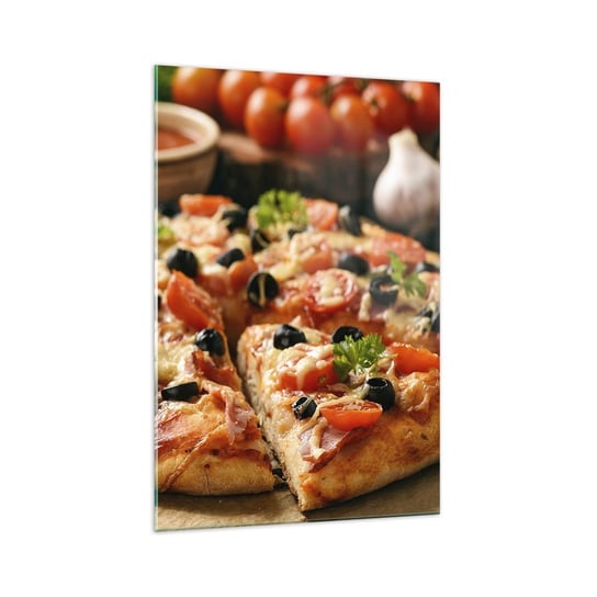 Obraz na szkle - Znów ci się upiekło - 70x100cm - Gastronomia Pizza Pomidor - Nowoczesny foto szklany obraz do salonu do sypialni ARTTOR ARTTOR
