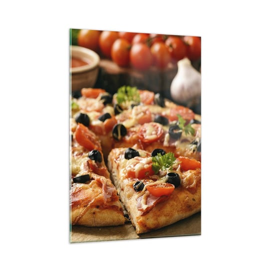 Obraz na szkle - Znów ci się upiekło - 80x120cm - Gastronomia Pizza Pomidor - Nowoczesny szklany obraz na ścianę do salonu do sypialni ARTTOR ARTTOR