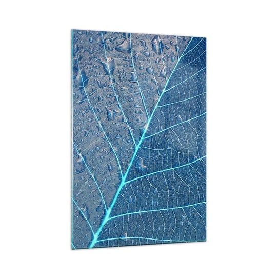 Obraz na szkle - Życie w błękicie - 80x120cm - Liść Roślina Natura - Nowoczesny szklany obraz na ścianę do salonu do sypialni ARTTOR ARTTOR