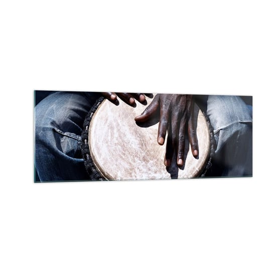 Obraz na szkle - Żyj w swoim rytmie - 140x50cm - Bęben Muzyka Afryka - Nowoczesny szklany obraz do salonu do sypialni ARTTOR ARTTOR