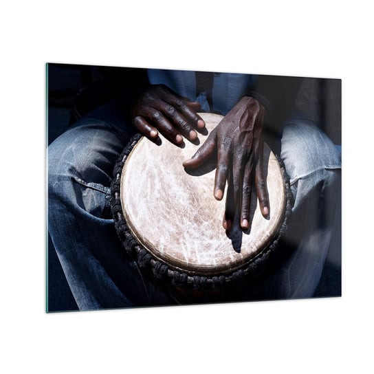 Obraz na szkle - Żyj w swoim rytmie - 70x50cm - Bęben Muzyka Afryka - Nowoczesny szklany obraz do salonu do sypialni ARTTOR ARTTOR