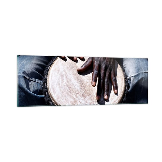 Obraz na szkle - Żyj w swoim rytmie - 90x30cm - Bęben Muzyka Afryka - Nowoczesny szklany obraz do salonu do sypialni ARTTOR ARTTOR