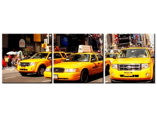 Obraz, New York Taxi - Prayitno, 3 elementów, 90x30 cm Oobrazy