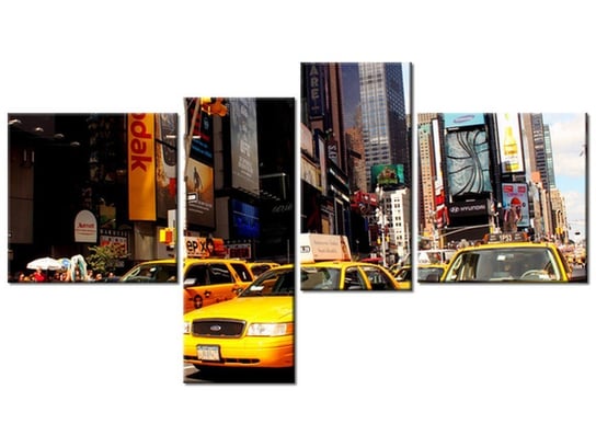 Obraz New York Taxi - Prayitno, 4 elementy, 100x55 cm Oobrazy