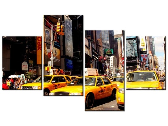 Obraz New York Taxi - Prayitno, 4 elementy, 120x70 cm Oobrazy