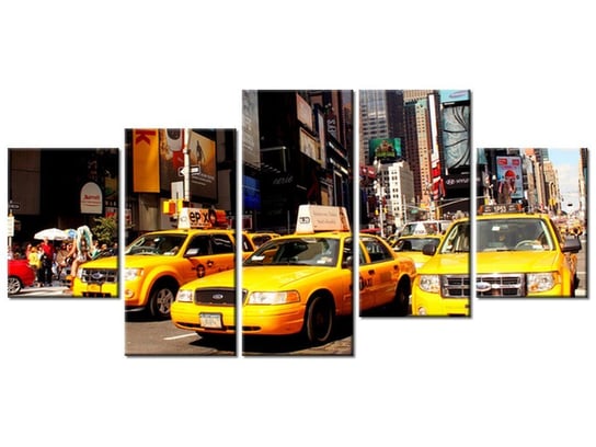 Obraz New York Taxi - Prayitno, 5 elementów, 150x70 cm Oobrazy