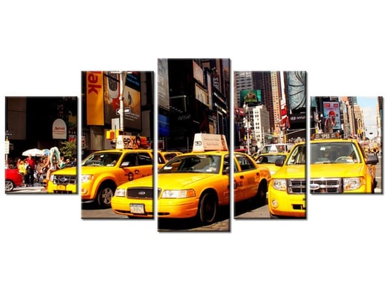 Obraz New York Taxi - Prayitno, 5 elementów, 150x70 cm Oobrazy