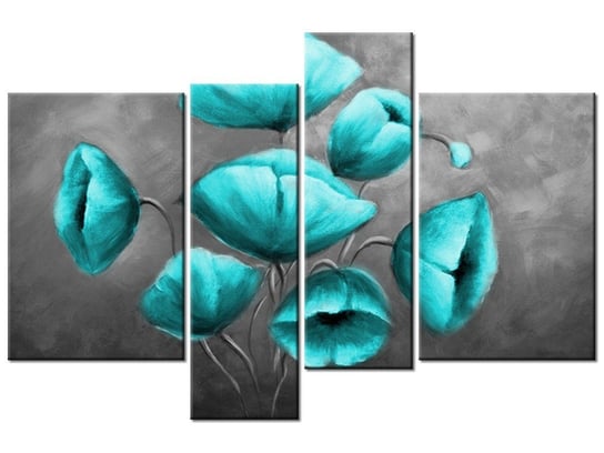 Obraz Niebiańskie kwiaty, 4 elementy, 130x85 cm Oobrazy