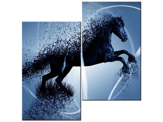Obraz Niebieski koń fragmentaryzacja - Jakub Banaś, 2 elementy, 60x60 cm Oobrazy