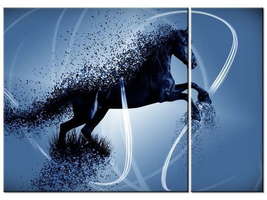 Obraz Niebieski koń fragmentaryzacja - Jakub Banaś, 2 elementy, 70x50 cm Oobrazy
