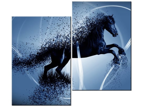 Obraz Niebieski koń fragmentaryzacja - Jakub Banaś, 2 elementy, 80x70 cm Oobrazy