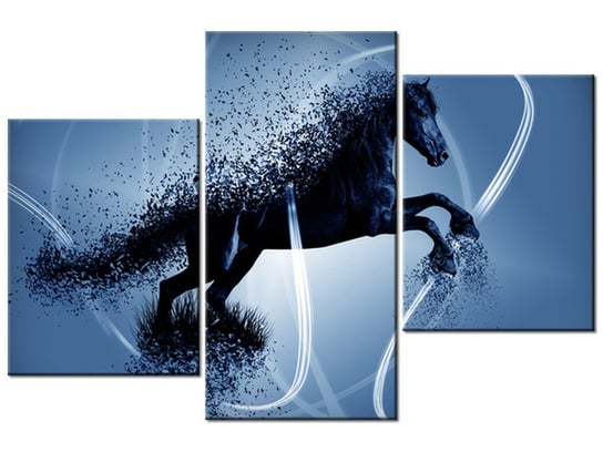 Obraz Niebieski koń fragmentaryzacja - Jakub Banaś, 3 elementy, 90x60 cm Oobrazy