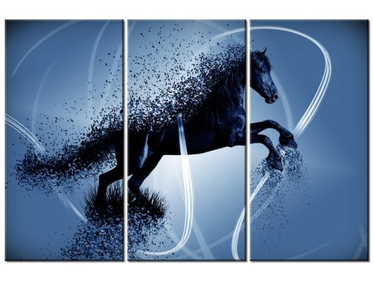 Obraz Niebieski koń fragmentaryzacja - Jakub Banaś, 3 elementy, 90x60 cm Oobrazy