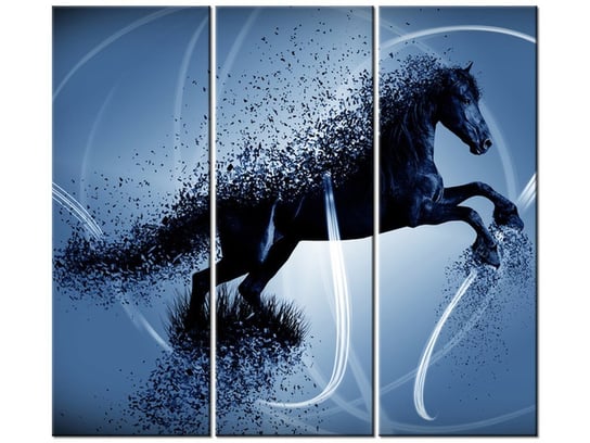 Obraz Niebieski koń fragmentaryzacja - Jakub Banaś, 3 elementy, 90x80 cm Oobrazy