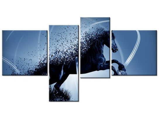 Obraz Niebieski koń fragmentaryzacja - Jakub Banaś, 4 elementy, 100x55 cm Oobrazy