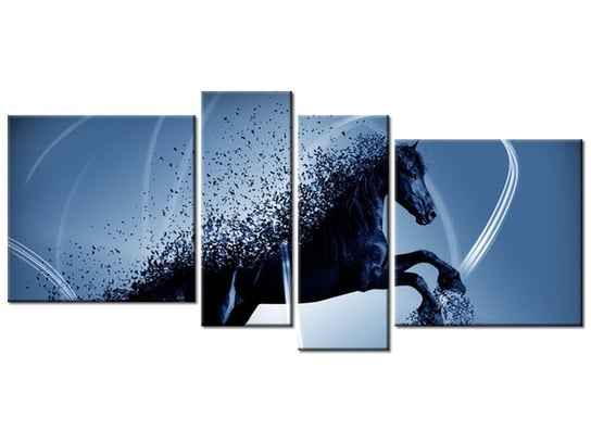 Obraz Niebieski koń fragmentaryzacja - Jakub Banaś, 4 elementy, 120x55 cm Oobrazy