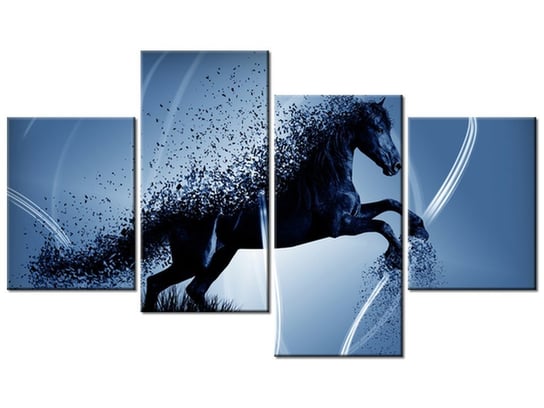 Obraz Niebieski koń fragmentaryzacja - Jakub Banaś, 4 elementy, 120x70 cm Oobrazy