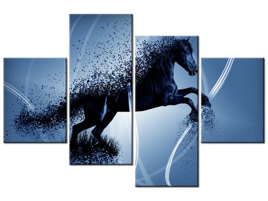 Obraz Niebieski koń fragmentaryzacja - Jakub Banaś, 4 elementy, 120x80 cm Oobrazy