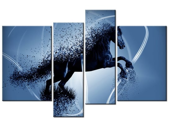 Obraz Niebieski koń fragmentaryzacja - Jakub Banaś, 4 elementy, 130x85 cm Oobrazy
