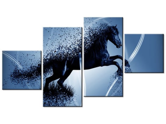 Obraz Niebieski koń fragmentaryzacja - Jakub Banaś, 4 elementy, 160x90 cm Oobrazy