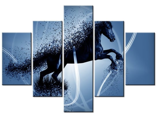 Obraz Niebieski koń fragmentaryzacja - Jakub Banaś, 5 elementów, 100x70 cm Oobrazy