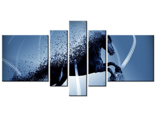 Obraz Niebieski koń fragmentaryzacja - Jakub Banaś, 5 elementów, 160x80 cm Oobrazy