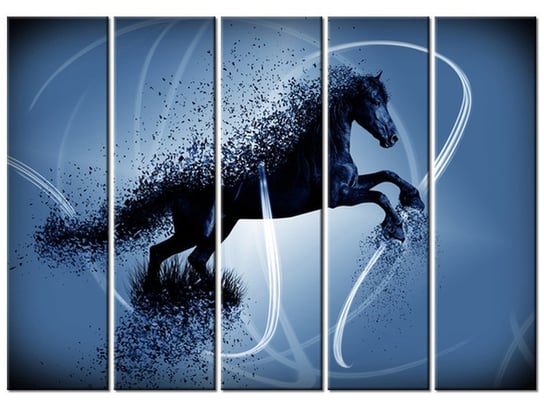 Obraz Niebieski koń fragmentaryzacja - Jakub Banaś, 5 elementów, 225x160 cm Oobrazy