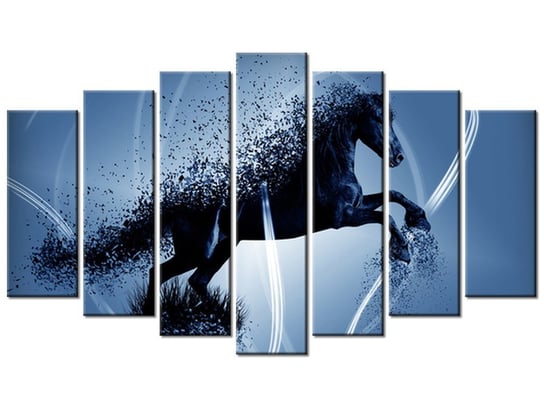 Obraz Niebieski koń fragmentaryzacja - Jakub Banaś, 7 elementów, 140x80 cm Oobrazy