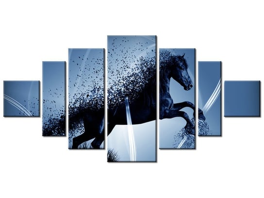 Obraz Niebieski koń fragmentaryzacja - Jakub Banaś, 7 elementów, 200x100 cm Oobrazy