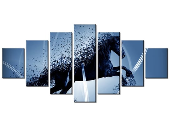 Obraz Niebieski koń fragmentaryzacja - Jakub Banaś, 7 elementów, 210x100 cm Oobrazy
