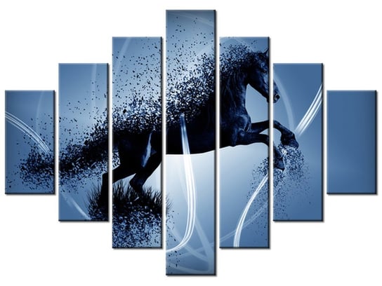 Obraz Niebieski koń fragmentaryzacja - Jakub Banaś, 7 elementów, 210x150 cm Oobrazy