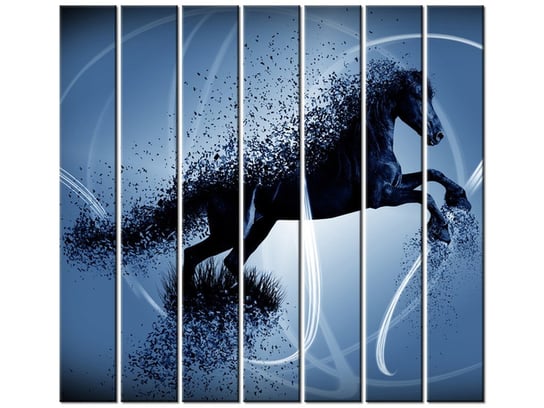 Obraz Niebieski koń fragmentaryzacja - Jakub Banaś, 7 elementów, 210x195 cm Oobrazy