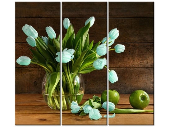 Obraz Niebieski tulipan, 3 elementy, 90x80 cm Oobrazy